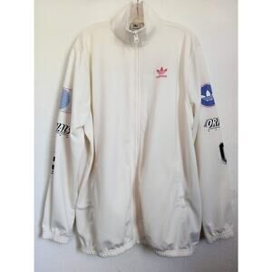 ADIDAS ORIGINALS Racing Jacket Zip Front Track Nylon Fleece White Trefoil Logo M